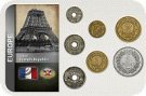 Sada 7 ks mincí Francúzsko 5 Centimes-5 Francs 1919-1941 blister