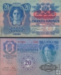 *20 Kronen Rakúsko 1919, P53a UNC razítko
