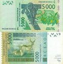 *5000 Frankov Burkina Faso 2003-23, P317C UNC