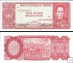 *100 Pesos Bolivianos Bolívia 1962, P164 UNC