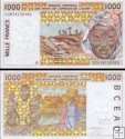 *1000 Frankov Pobrežie Slonoviny 1998-2002, P111A AU/UNC