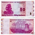 *50 dolár Zimbabwe 2009, P96 UNC