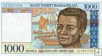 *1000 Francs=200 Ariary Madagaskar 1994, P76b UNC