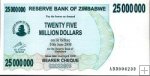 *25 000 000 Dolárov Zimbabwe 2008, P56 UNC