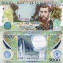 *5000 Pesos Kolumbia 2001-2013, P452 UNC