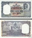 *10 Rupií Nepál 1951, P6 UNC (2 dierky)