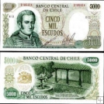 *5000 Escudos Čile ND, J.M.Carrera, P147b UNC