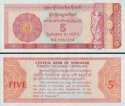 *5 dolárov Mjanmarsko 1993 FX2 UNC