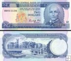 *2 barbadoské doláre Barbados 1986, P36 UNC