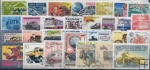 Známky tematické - 100 rôznych, automobily a motorky
