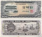 *500 Won Južná Kórea 1966, P39a XF