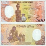 *500 Frankov Stredoafrická republika 1987, P14c UNC