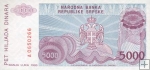 *5000 Dinárov Bosna a Hercegovina (Srbsko) P152 UNC