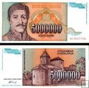 5 000 000 Dinárov Juhoslávia 1993, P132 UNC