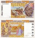 *1000 Frankov Burkina Faso 1994-2003, P311C UNC