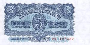 3 koruna Československo 1953