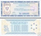 *1 000 000 Pesos Bolivianos Bolívia 1985, P192Ca UNC