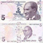 *5 lír Turecko 2020 P222d UNC