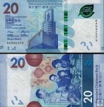*20 hongkongských dolárov Hong Kong 2018-2023, banka SCB UNC