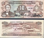 *10 Lempiras Honduras 1976-1989, P64 UNC
