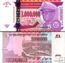 *1 000 000 Noveaux Zaires Zaire 1996, P79 UNC