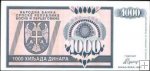*1000 Dinárov Bosna Hercegovina 1992, P137 UNC