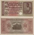 *20 Reichsmark Nemecko - okupované územia 1939 F *20 Reichsmark Nemecko - okupované územia 1939 F