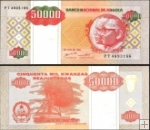 *50 000 Kwanzas Reajustados Angola 1995, P138 UNC