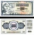 1000 Dinárů Jugoslávie 1981, P92d UNC