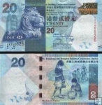 *20 hongkongských dolárov Hong Kong 2010-16, banka HSBC P212 UNC