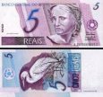 *5 Reais Brazília P244 UNC, socha Republiky & volavka *5 Reais Brazília P244 UNC, socha Republiky & volavka