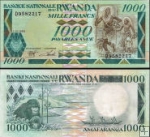 *1000 Frankov Rwanda 1988-89, P21 UNC