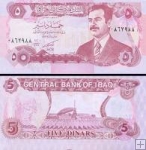 *5 Dinár Irak 1992, P80 UNC S.Hussein