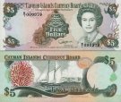 *5 Dolárov Kajmanie ostrovy 1991 P12 UNC