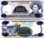 *500 000 Cordobas na 1000 Cord. Nicaragua 1987, pretlač P150