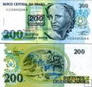 *200 Cruzeiros Brazília 1990, pretlač P225 UNC