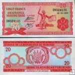 *20 Frankov Burundi 1995-2005, P27d UNC