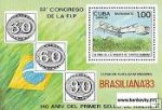 Známky Kuba 1983 Brasiliana 83 hárček MNH