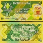 10 Shillings Uganda 1987, P28 UNC