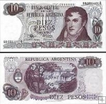 *10 Pesos Argentína 1970-73, P289 UNC