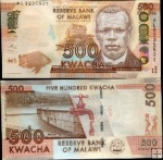 *500 Kwacha Malawi 2013, P61b UNC