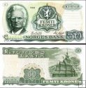 *50 nórskych korún Nórsko 1962-89, P37 UNC