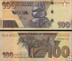 *100 dolárov Zimbabwe 2020, P106a UNC