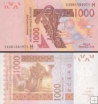 *1000 Frankov Niger (WAS) 2003 (2014), P615Hn UNC