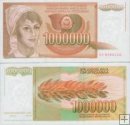 *1 000 000 Dinárov Juhoslávia 1989, P99 UNC