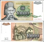 *10 000 Dinárov Juhoslávia 1993, P129 UNC