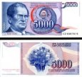 5000 Dinárů Jugoslávie 1985, P93a UNC 5000 Dinárů Jugoslávie 1985, P93a UNC