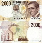 *2000 Lír Taliansko 1990, P115 UNC, Guglielmo Marconi