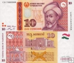 *10 Somoni Tadžikistan 1999, P16 UNC