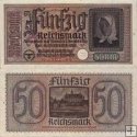 50 Reichsmark Nemecko - okupované územia 1939 VF+